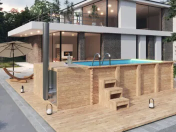 Wooden swimming pool 4.8 x 2.3 m with a pool heater and polypropylene liner
